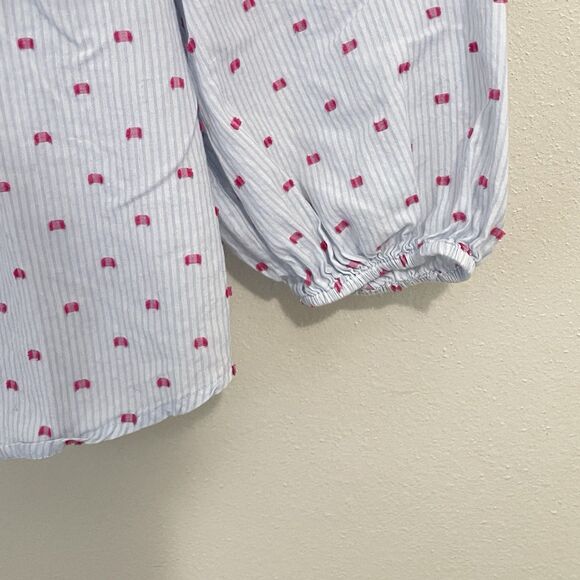 Anthropologie Nena Textured Sleep Top Womens S PJ Pajama Henley Shirt Clip Dot - Picture 5 of 7